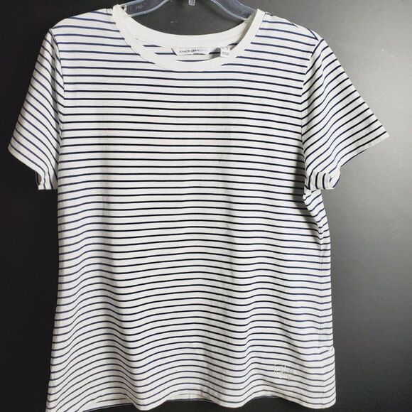 Isaac Mizrahi Tops - Isaac Mizrahi Live! Black and White Striped Crew Neck Top White Trim Sz M